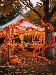 6/12pcs Artificial Fall Maple Leaf Garland,Vine Hanging Decor For Thanksgiving,Halloween,Boho Rustic Wall Decor,Autumn Home Decor,Wedding,Party Room ,Bedroom Decoration(Selecting The Accessory For Individual Does Not Include The Main Product) - Multicolor - View 7