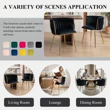Modern Velvet Dining Chairs Set Of 2 Hand Weaving Accent Chairs Living Room Chairs Upholstered Side Chair With Golden Metal Legs For Dining Room Kitchen Vanity Living Room - 黑色 - 查看 8