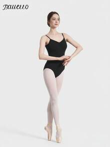 balletto Adjustable Strap Gymnastics Leotard Camisole, Backless Design For Art Students, Adult Women's Spaghetti Strap High-Cut Body Suit Sports Black Fall - Black - View 4