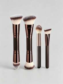 6pcs/4pcs/3pcs/2pcs Makeup Tool Set, Includes 4 Professional Dual-Ended Makeup Brushes + 2 Blush And Contour Brushes, Contains Soft Fiber Tools, Portable Concealer Brush, Eyeshadow Brush, Blending Brush, Eyebrow Brush, Travel Makeup Brush Set, Product Uses Ultra-Soft, Skin-Friendly Synthetic Bristles, No Animal Testing, Suitable For Women And Girls, Perfect For Summer, Fits Y2K Fashion . - Coffee Brown - View 13