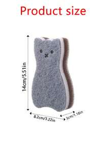 1/4pcs/Set Cat-Shaped Kitchen Sponge Cleaning Set, Cute Kitten Dishwashing Sponge, Double-Sided Non-Scratch Cleaning Sponge, Thickened Dishwashing Cleaning Tool, Suitable For Bowls, Pots And Kitchenware, Perfect For Kitchen And Bathroom Cleaning - Multicolor - View 2