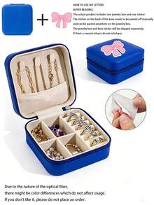 Jewelry Travel Organizer Box, DIY Bow Jewelry Box, Large Capacity Jewelry Organizer Box, Jewelry Storage Box, Multifunctional Jewelry Display Box, Jewelry Collection And Storage, Compact Jewelry Box, Earring, Necklace, Ring Storage - Multicolor - View 14