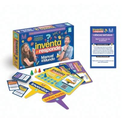 Jogo de Cartas Tabuleiro Inventa ou Responde Manual do Mundo