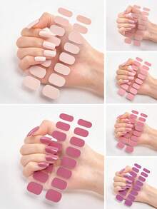 Dopamine Nail Sticker Set, 6 Styles 96pcs Summer Wearable Nails, Pink Macaron Self-Adhesive Nail Stickers, Y2K Gothic Style Glitter Full Coverage Nail Decals, Suitable For Short And Long Nails, Women Girls DIY Salon Nail Art Holiday Party Vacation Graduation Gift Nail Supplies - Multicolor - View 3