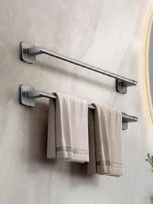 Bathroom Wall-Mounted Towel Rack 60/70CM, No Drilling Required, Sturdy Rust-Proof Towel Bar, Space-Saving, Storage Rack, Bathroom Accessories - Grey - View 2