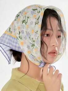 1pc Bandana New Fashion Printed Ditsy Floral Pattern Square Scarf Head Accessory Bag Charm - Multicolor - View 6