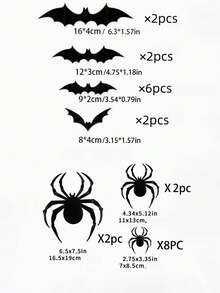 Halloween Bat & Spider 3D Stickers, Black Bat & Spider Holiday Decorations For Venue Decor, Large & Small Sizes - View 4