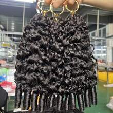 bling hair Extensions de cheveux naturels crochetées pour femmes – Mèches bouclées birmanes (pré-bouclées), style << plumes », nœuds invisibles Miracle Knots, couleur : noir naturel - Natural Black - Voir 4