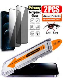 BOLLYMORE 2入裝隱私螢幕保護貼含自動對位套件,相容 17 Pro Max/11 手機螢幕保護貼,適用於 11 Pro/11 Pro Max/X/XR/XS/XS Max、17 Pro Max/17 Pro/17 Air/17/15 Plus/15 Pro Max/15 Pro/15/14 Pro Max/14/14 Plus/14 Pro/13/13 Pro/13 Pro Max,9H 強化玻璃隱私螢幕保護貼,防刮、防指紋、保護殼友善、動態島相容、全覆蓋 - 2pcs Privacy Box - 查看 15