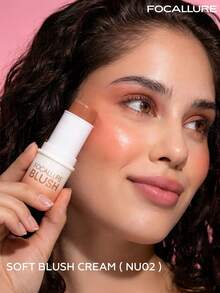 FOCALLURE 6g Multi-Use Cream Blush Stick For Lips And Cheeks, Lightweight Airy Texture, Buttery Smooth Blendable Finish, Natural Look, 12-Hour Long-Lasting Waterproof, Blush Lipstick Eyeshadow All-In-One - #NU02 - View 1