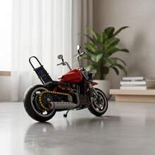 1 pieza Modelo de Motocicleta Cruiser Americana Rojo Llama, Motor V-Twin Enlazado con Precisión + Horquilla Delantera con Resorte + Cadena de Transmisión Dorada, Romance Mecánico Vintage Ensamblado a Mano, Un Regalo de Libertad y Pasión, Versión Estática, Sin Batería, Sin Caja de Color - Multicolor - Ver 2