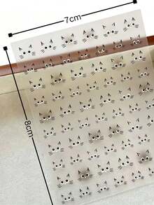 1PC Minimalist Black And White Cat Face Nail Art Stickers, Waterproof, Wear-Resistant, Long-Lasting And Non-Fading, Soft And Cute Healing Vibe, Suitable For Daily Nail Art DIY, Easily Create Cute Style, Beginners Can Easily Use, Versatile Nail Art Item In Niche Cartoon Style - Multicolor - View 6