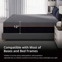 RAO9 EGOHOME 12 Inch Full Foam Mattress Back Pain, Cooling Copper Gel Bed In A Box, Foam Made In USA, CertiPUR-US Certified, Therapeutic Medium Firm, Double 54x75x12 Black - 12 Inch - View 3