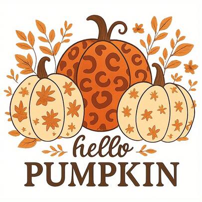 1 buc/2 buc/3 buc autocolant termoadeziv DTF pentru fierărie "Hello Pumpkin" cu model de frunze de toamnă portocalii, potrivit pentru decorul de toamnă al casei, cadouri pentru petreceri de Halloween, tricouri, sacoșe, șorțuri și ownere sezonale, decalcomanie termoadezivă, proiecte DIY, design cu dovleac, autocolante de sărbători, adeziv durabil, material rezistent la căldură, autocolante decorative, accesorii pentru ownere, pentru cumpărători sezonieri și pasionați de ownere