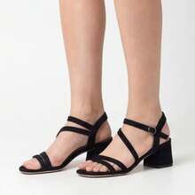 Geeyea Women's Strappy Sandals, Open Toe Block Heel Sandals. Ankle Strap Dress Shoes. Summer Casual Comfort Sandals. Fashion Footwear,Black - 黑色 - 查看 3