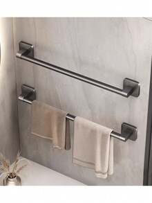 Bathroom Wall-Mounted Towel Rack 60/70CM, No Drilling Required, Sturdy Rust-Proof Towel Bar, Space-Saving, Storage Rack, Bathroom Accessories - Grey - View 1
