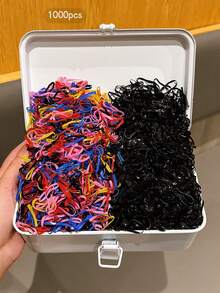 1000 piezas de ligas para el cabello desechables, coloridas, simples y versátiles - Multicolor - Ver 3