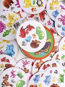 30 Tarjetas por Caja - Juego de Emparejamiento de Patrones de Animales Cocodrilo, Tarjetas de Juego de Percepción Visual de Símbolos de Animales, Juego de Cartas de Ritmo Rápido para Familia y Amigos - Verde - Ver 5
