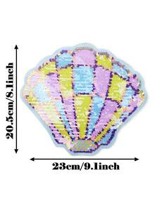 1pc Multicolor Double-Sided Sequin Shell Fabric Patch, Hand-Sewn, For Clothes, Bags, DIY Decoration Accessories - Multicolor - View 3