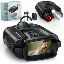 4K Night Vision Binoculars-Supporting Illumination, Fill Light, And Signal Transmission To Aid In Camping And Hunting; Features A Large 3-Inch Screen And 8x Digital Zoom; Includes 64GB Of Built-In Storage For Saving Photos, Maps, And Videos. - 黑色 - 查看 1