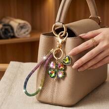 High-End Luxury Creative Exquisite Four-Leaf Clover Keychain Bag Charm, Women's Decorative Key Pendant, Universal Accessory For Women's Bags And Wallets - Multicolor - View 3