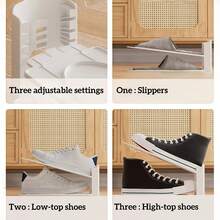 1/3/5pcs Adjustable Height Double Layer Shoe Rack, Space-Saving Shoe Cabinet, Suitable For Closet, Entryway And Bedroom, Stackable Design, Can Store All Types Of Shoes, Suitable For Small Spaces And Apartments, Expandable Shoe Rack - View 6