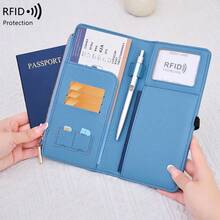 CHARM INFINITE RFID 防盜護照錢包，PU 皮革旅行文件收納包，附拉鍊口袋 - 彩色 - 查看 9