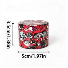 1件 50MM 深色塗鴉紅眼印花 4層研磨器，鋅合金草本研磨器附篩網，個性化街頭風便攜研磨工具 - 查看 3