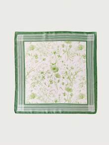 1 buah Syal Persegi Poliester Motif Bunga Kasual 70cm, Cocok untuk Dekorasi Sepanjang Musim - #2 Hijau - View 3