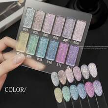 MISS MIANEL 10ML 1pc 仙女夢幻閃鑽凝膠指甲油 2026夏季新品熱銷 高密度超亮虹彩閃粉指甲油 粉色指甲 藍色指甲 綠色指甲 適用於腳趾甲 - 彩色 - 查看 7