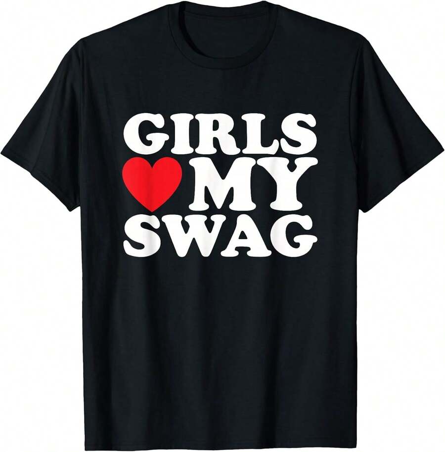 Unisex Short-Sleeve T-ShirtGirls Heart My Swag Funny Hip Hop Love T-Shirt - Black - View 1