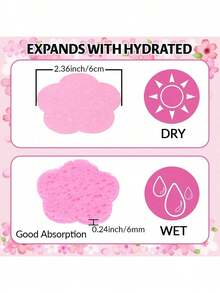 Compressed Cellulose Heart Shape Facial Sponges Natural Cosmetic Spa Sponges Reusable For Facial Cleansing Exfoliating - Watermelon Pink - View 4