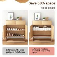 1/3/5pcs Adjustable Height Double Layer Shoe Rack, Space-Saving Shoe Cabinet, Suitable For Closet, Entryway And Bedroom, Stackable Design, Can Store All Types Of Shoes, Suitable For Small Spaces And Apartments, Expandable Shoe Rack - View 3