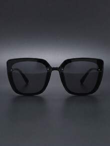 Unisex Square Large Frame Versatile Fashion Glasses, Minimalist Style - Black - View 6
