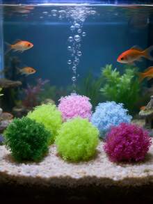 球形人造水草，高2英吋寬4.3英吋塑料灌木裝飾，水族箱裝飾，鬥魚與蝦的隱蔽處，適用於淡水與鹹水魚缸 - A - 查看 1