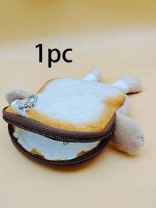 1pc Cute Toast-Shaped Coin Purse – Casual, Portable Coin Wallet & Keychain; Perfect Gift For Teachers' Day, Christmas, Birthdays, Or Halloween. - View 7