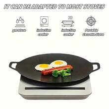 Round Cast Iron Baking Pan, Portable Outdoor Camping Grill, Electromagnetic, Korean Style, Non-Stick, Fast Heat Conduction,Easy To Clean. - A - View 9