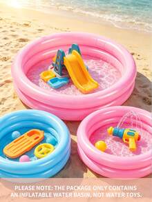 Inflatable Double Ring Mini Water Play Pool / Thickened Soft Edge Design / "Dopamine" Color Scheme / Home Essential / Size 60cm X 14cm - Capacity 21L / Can Be Used As A Floating Tray For Large Swimming Pools (Can Hold Towels And Sunscreen) / Inflatable "Fishing Pond" / Fishing Toy / Reusable / Space-Saving Inflatable Design - Multicolor - View 6