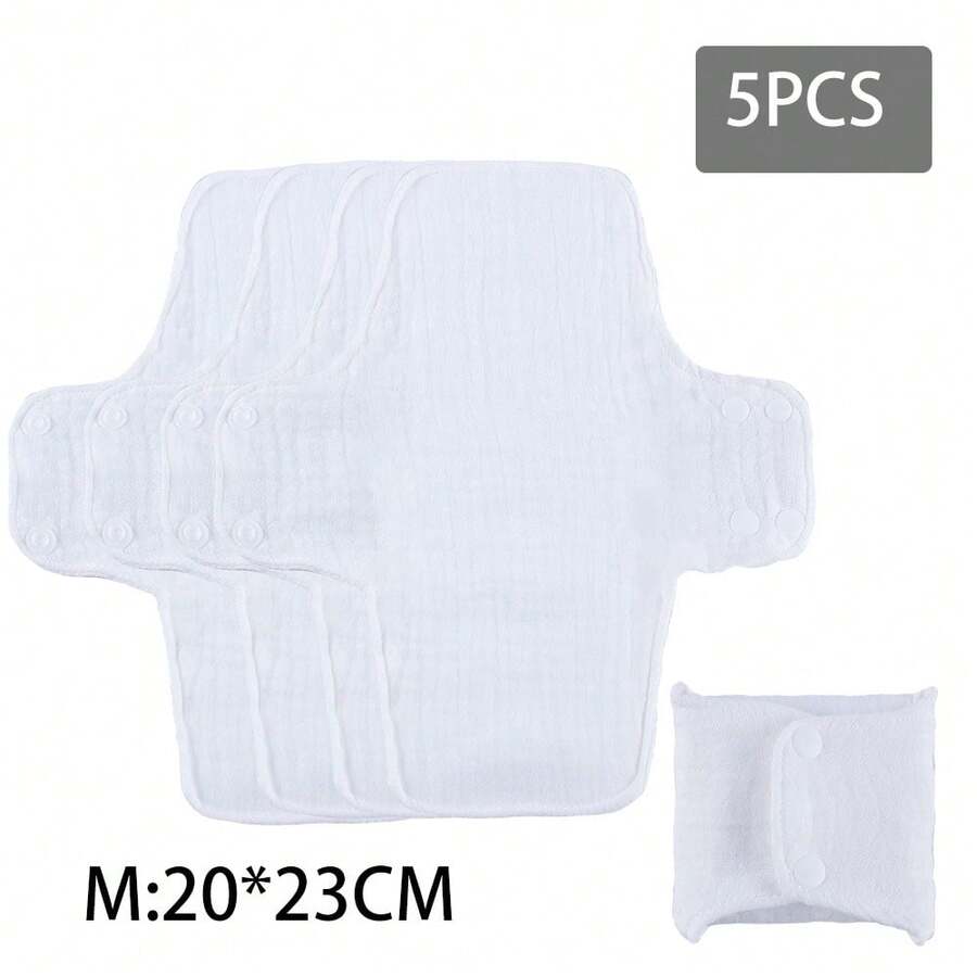 2/5pcs Double-Sided Cotton Gauze Reusable Menstrual Pads, Breathable Soft Washable Women's Care Sanitary Pads, Skin-Friendly Breathable Reusable Period Pads, Double-Sided Cotton Gauze Washable Menstrual Pads