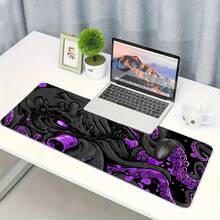 Cyber ​​Neon Purple! Giant Cthulhu-Style Octopus Desk Mat-An Atmospheric, Minimalist, Dark-Themed Gaming Keyboard Mat Featuring Precision Edge Stitching And A Non-Slip Rubber Base; Designed To Prevent Curling Or Fraying. - Mouse Pad - View 3