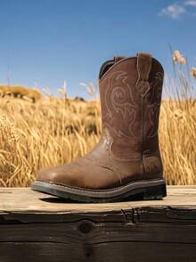 Men's Waterproof Steel Toe Work Boots – Ideal For Construction - Brown - View 6