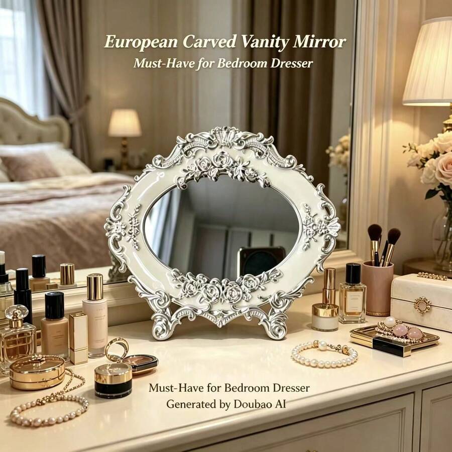 European Style Makeup Mirror, Vanity Mirror, Bathroom Mirror Suitable For Bedroom Dressing Table, Also Can Be Given As A Gift - Multicolor - View 1