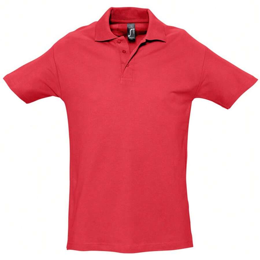 SOLS Mens Spring II Short Sleeve Heavyweight Cotton Polo Shirt - Red - View 1