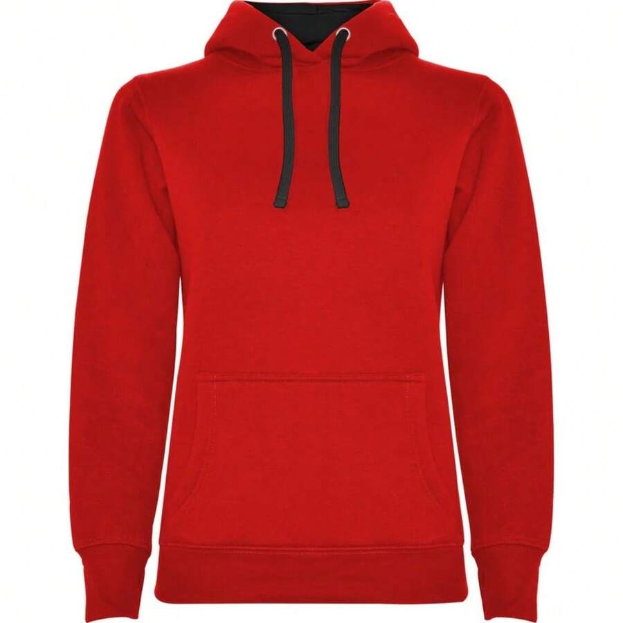 Roly Womens/Ladies Urban Hooded Polycotton Sweatshirt - Red/Black - View 1