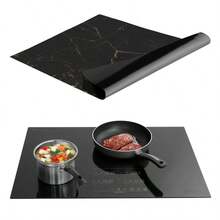 Induction Cooktop Protector Mat, Heat Resistant Anti Scratch Silicone Stove Cover Mat 61*53cm Cuttable Nonstick Multifunctional Kitchen Pad Easy To Clean For Induction Cooker Countertop Baking - Black - View 1