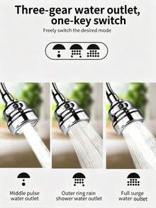 360° Rotating Pressurized Faucet Aerator Extension, ABS Plastic Material, Upgraded 3-Mode Faucet Extender, Pressurized Anti-Splash Water-Saving Aerator, Suitable For Kitchen Bathroom Shower Tap Water Filter, Universal Multi-Function - Upgraded Boost - 3 Modes - View 2