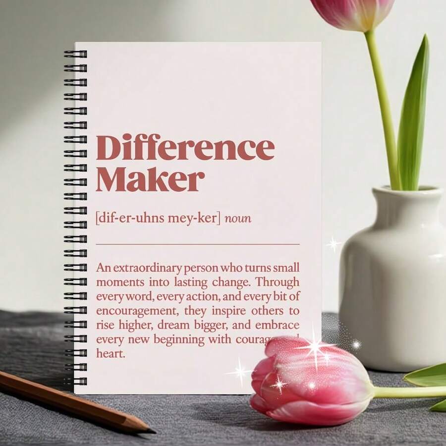 1 pieza Cuaderno espiral divertido, diario para tomar notas de trabajo con diseño de creador de diferencia, útiles de oficina y escuela, papelería - G - Ver 1