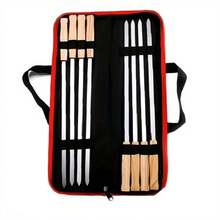 8 brochettes de barbecue en acier inoxydable avec manches en bois et sac de transport, ustensiles de cuisine multifonctionnels pour l'extérieur - défaut - Voir 7