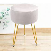 Dressing Table Stool Round – Vanity Stool With Padded Seat, Makeup Stool For Bedroom Living Room - Cream - View 5