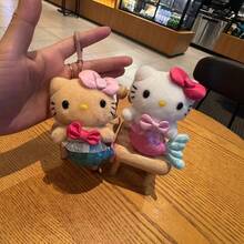 1個 Sanrio Hello Kitty 夏威夷黑白美人魚貓絨毛包掛飾，可愛 KT 吊飾車用配件，節日禮物 - 彩色 - 查看 8